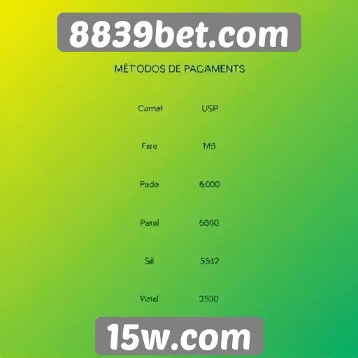 Métodos de pagamento disponíveis na 8839bet.com